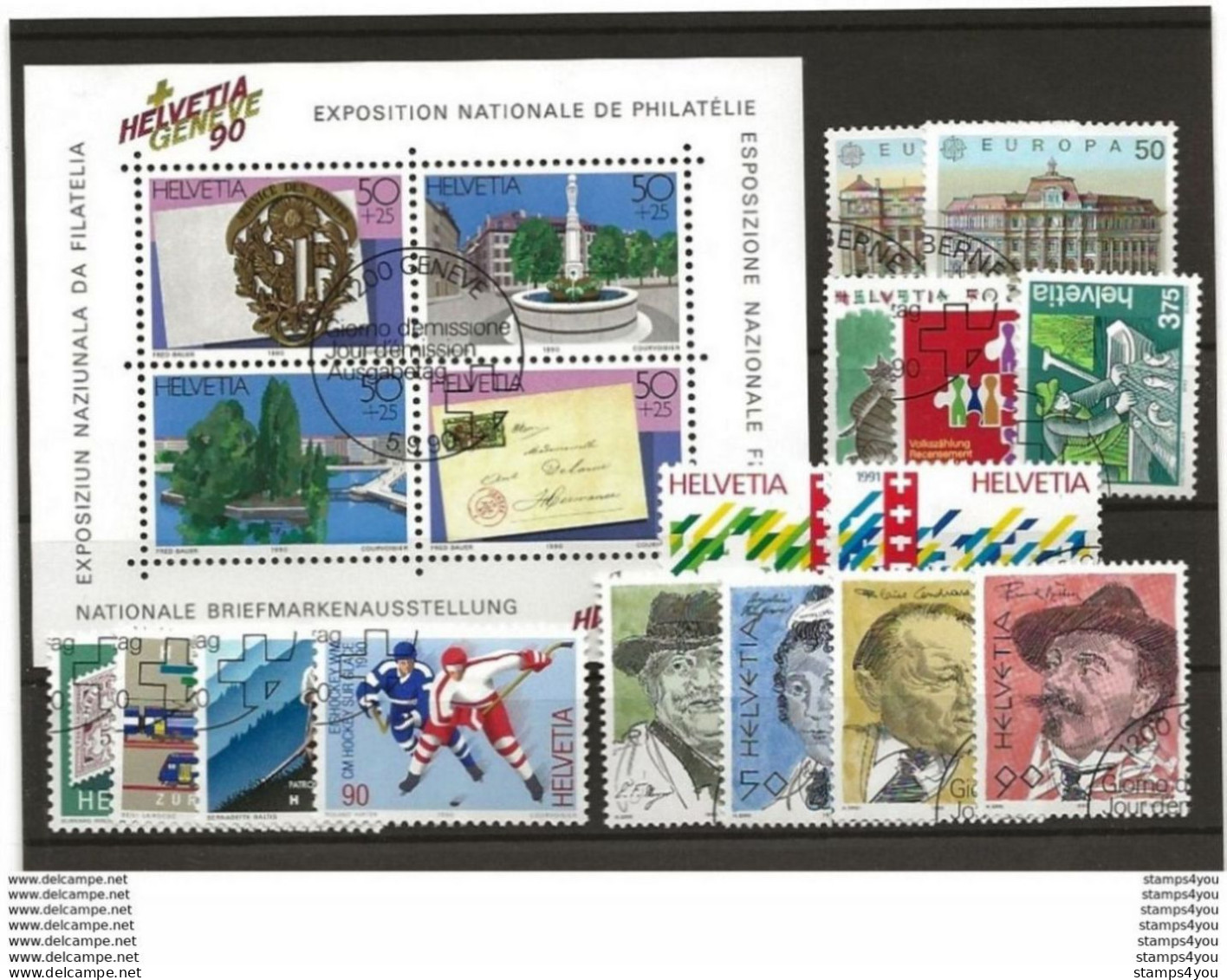 400 - 28 - Lot Timbres Suisses Oblitérés 1990 - Collections