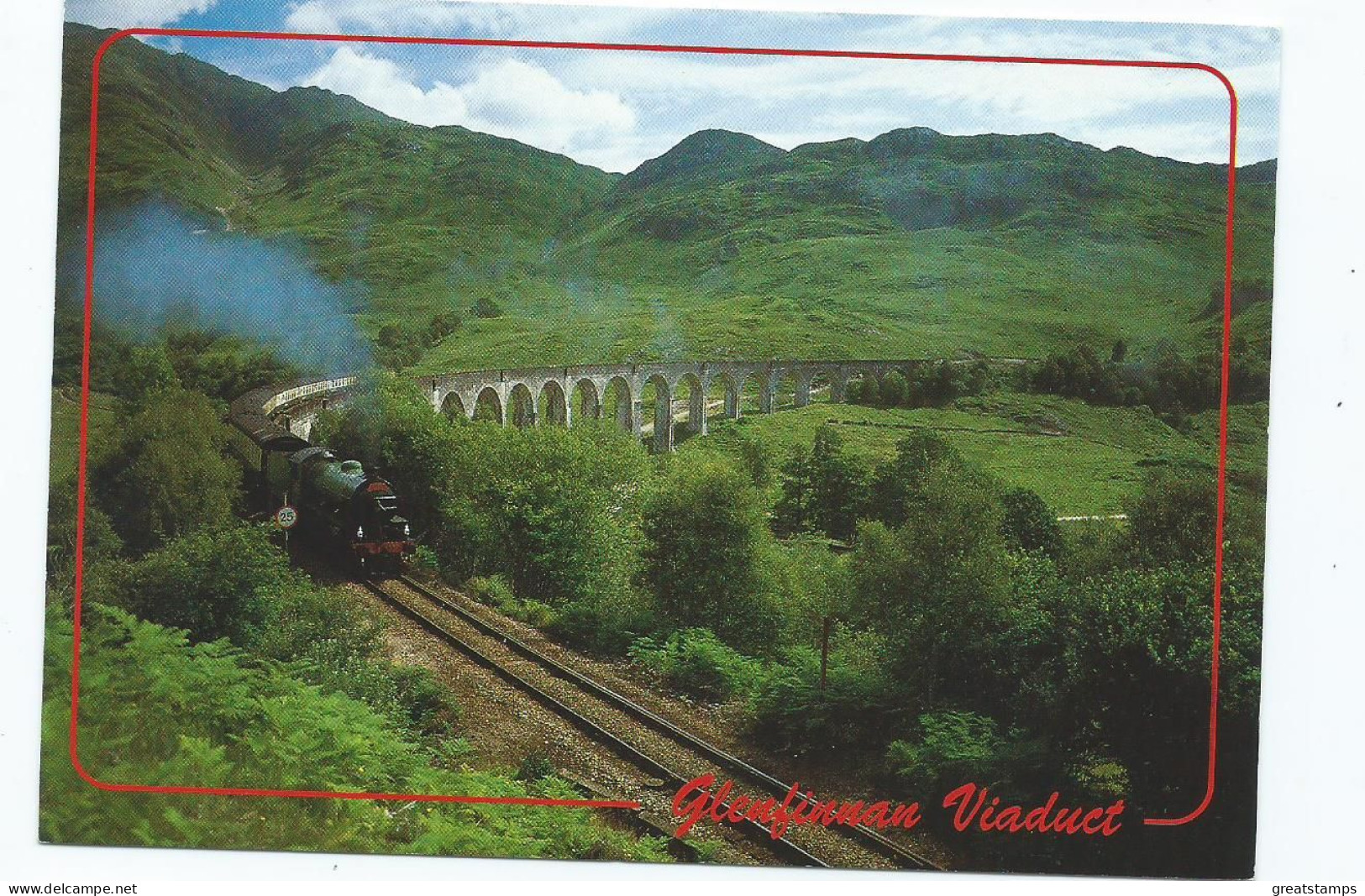 Postcard Glenfinnan Viaduct Posted Steam Engine West Highland Line - Obras De Arte