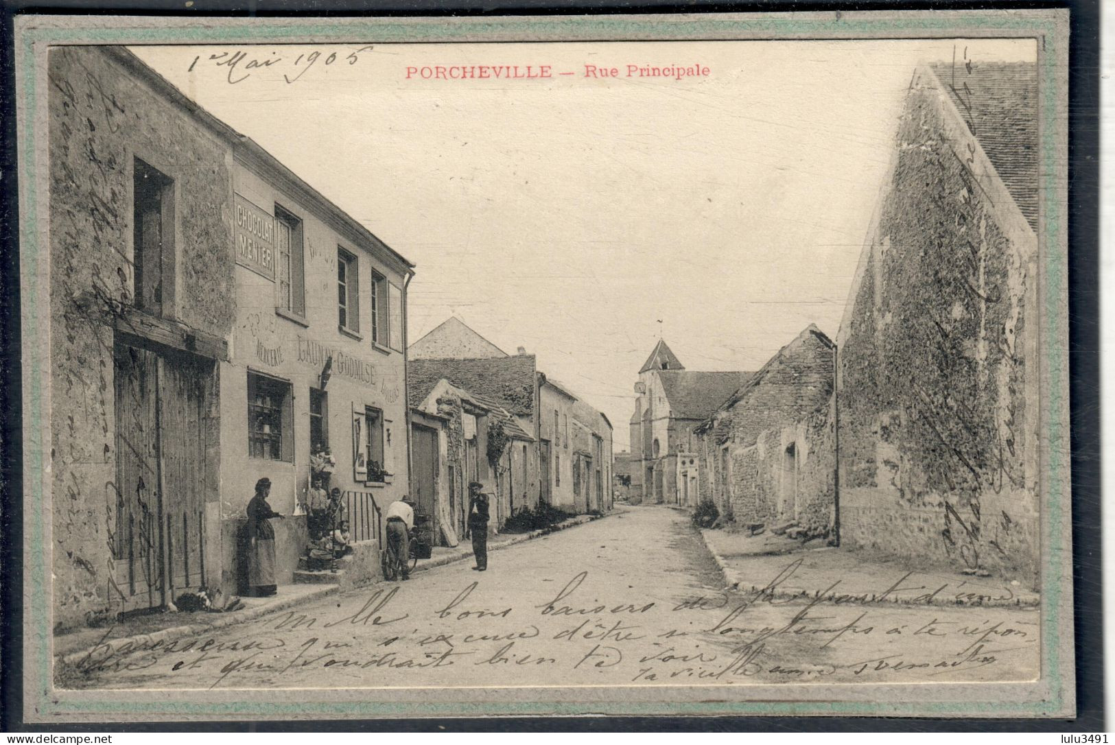 CPA - PORCHEVILLE (78) - Aspect De La Mercerie-Tabac De La Rue Principale En 1905 - Porcheville