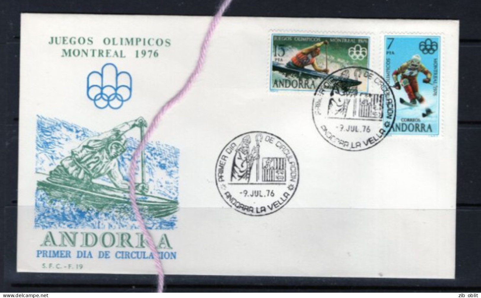 (ALM)  ANDORRA JEUX OLYMPIQUES 1976 MONTREAL KAYAK SKI FDC 1976 - Canoa