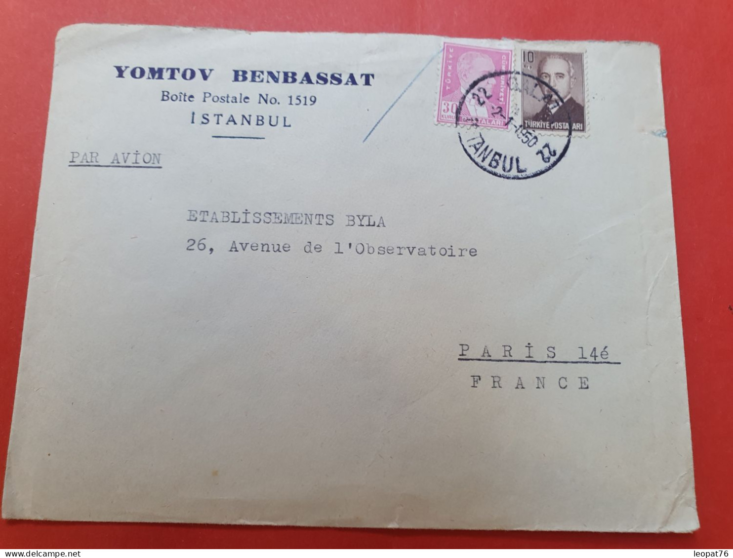 Turquie - Enveloppe De Istanbul Pour Paris En 1950 - D 511 - Lettres & Documents