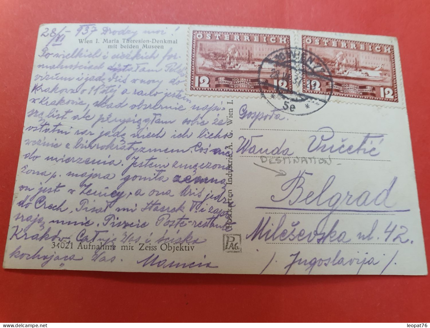 Autriche - Carte Postale De Wien Pour Belgrade En 1937 - D 517 - Lettres & Documents