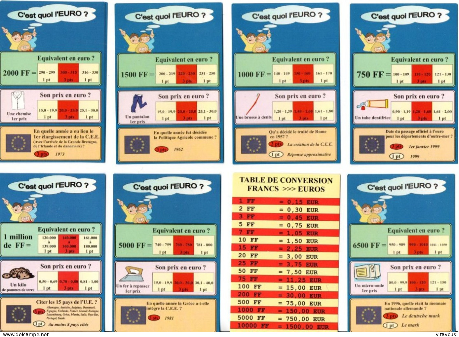 EURO-DEFI Jeu De Cartes De 52 à Jouer Apprenez L'euro En Jouant - 54 Carte