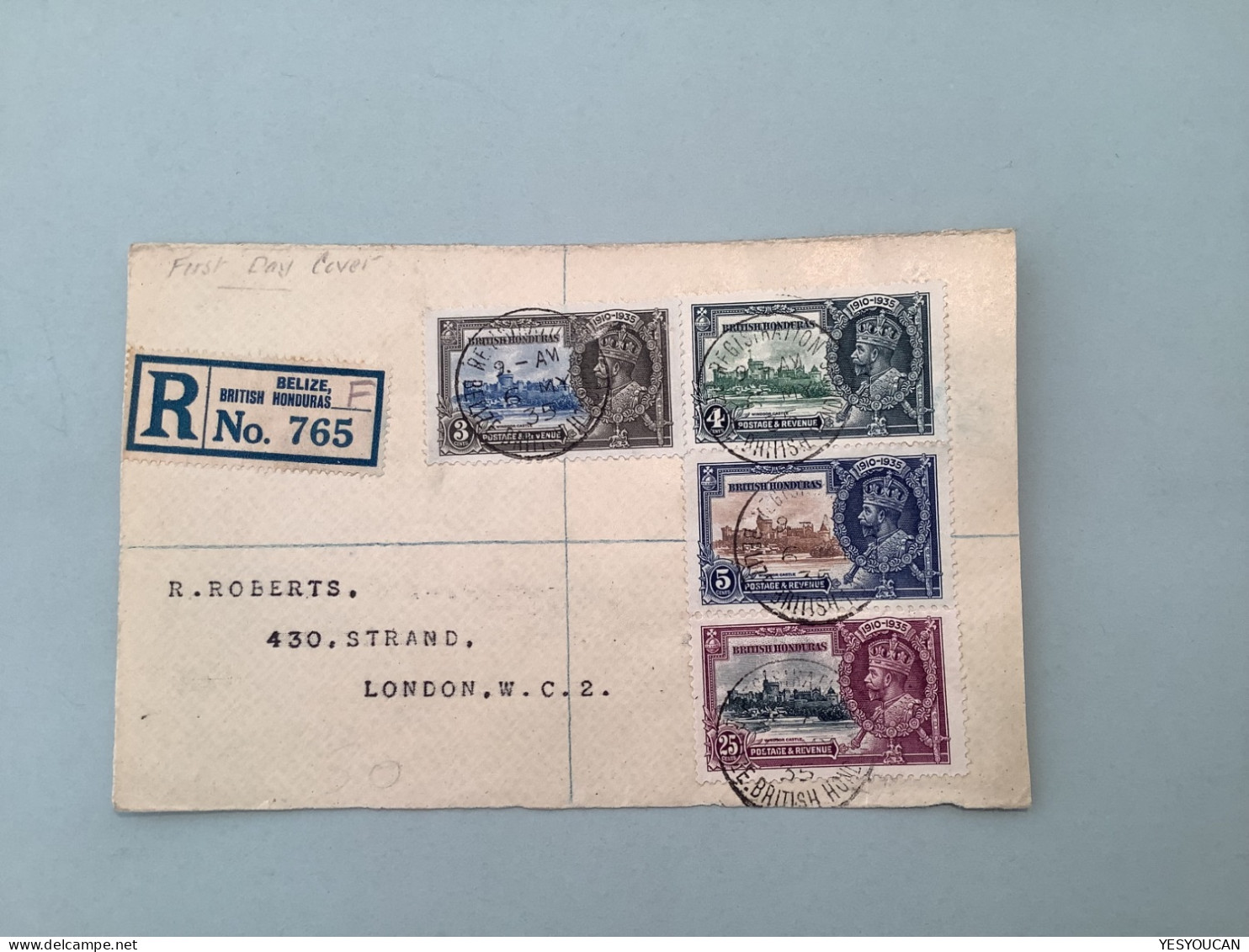 FDC 1935SILVER JUBILEE: 3X Straits Settlements (Singapore), St Christopher And Nevis (St Kitts), British Honduras Cover - Straits Settlements