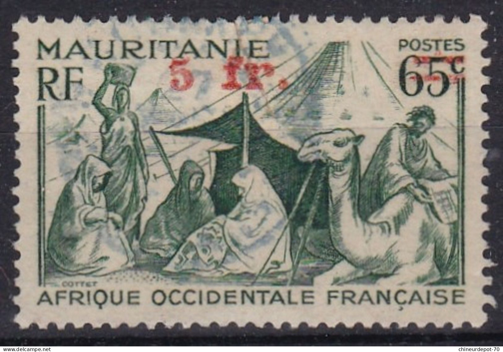 Colonie Francaise Mauritanie Surcharge 5fr Chameaux - Used Stamps