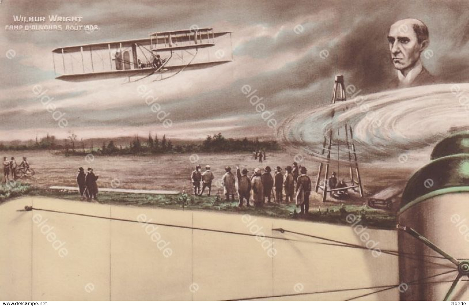 Surrealism  Art Card Pilot Wilbur Wright And Plane In Auvours August 1908 Born In Dayton Ohio - Dayton