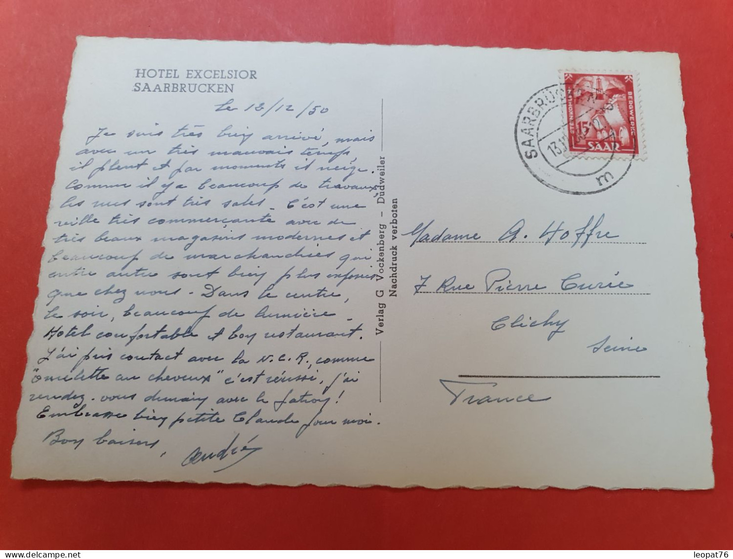 Sarre - Affranchissement De Saarbrücken Sur Carte Postale Pour La France En 1950 - D 529 - Storia Postale