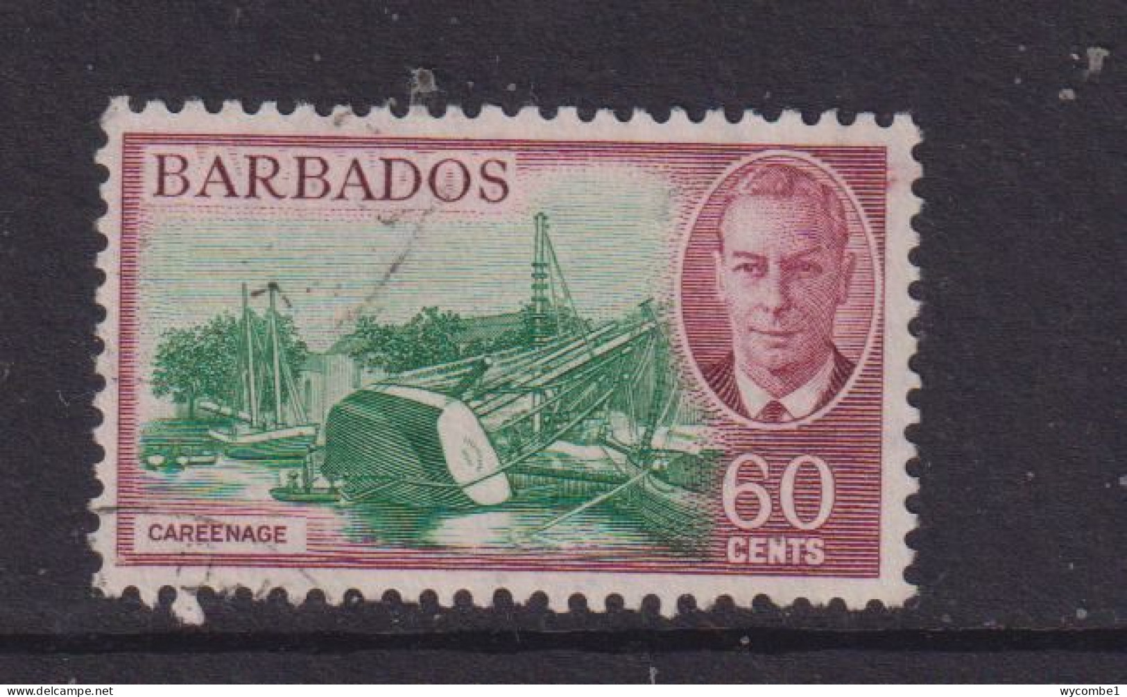 BARBADOS  - 1950 George VI 60c Used As Scan - Barbados (...-1966)