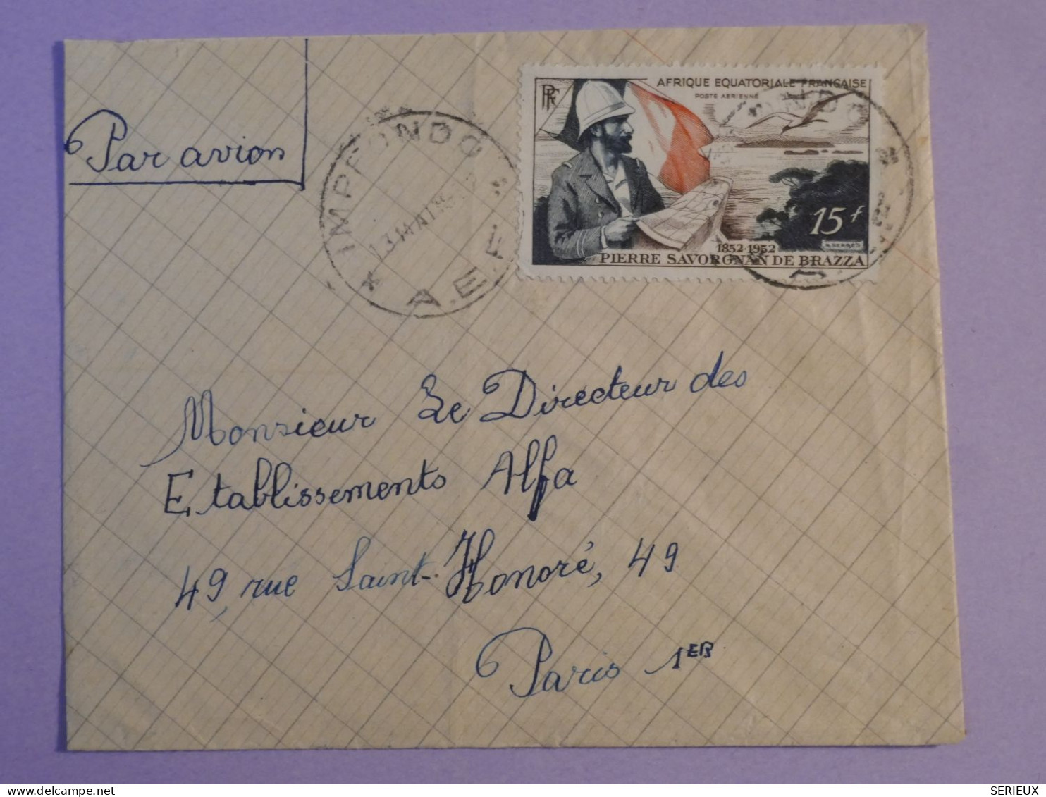 DF0  AEF  BELLE  LETTRE 1958 PETIT BUREAU IMPOFONDO A PARIS  FRANCE  ++ AFF. INTERESSANT++ - Lettres & Documents