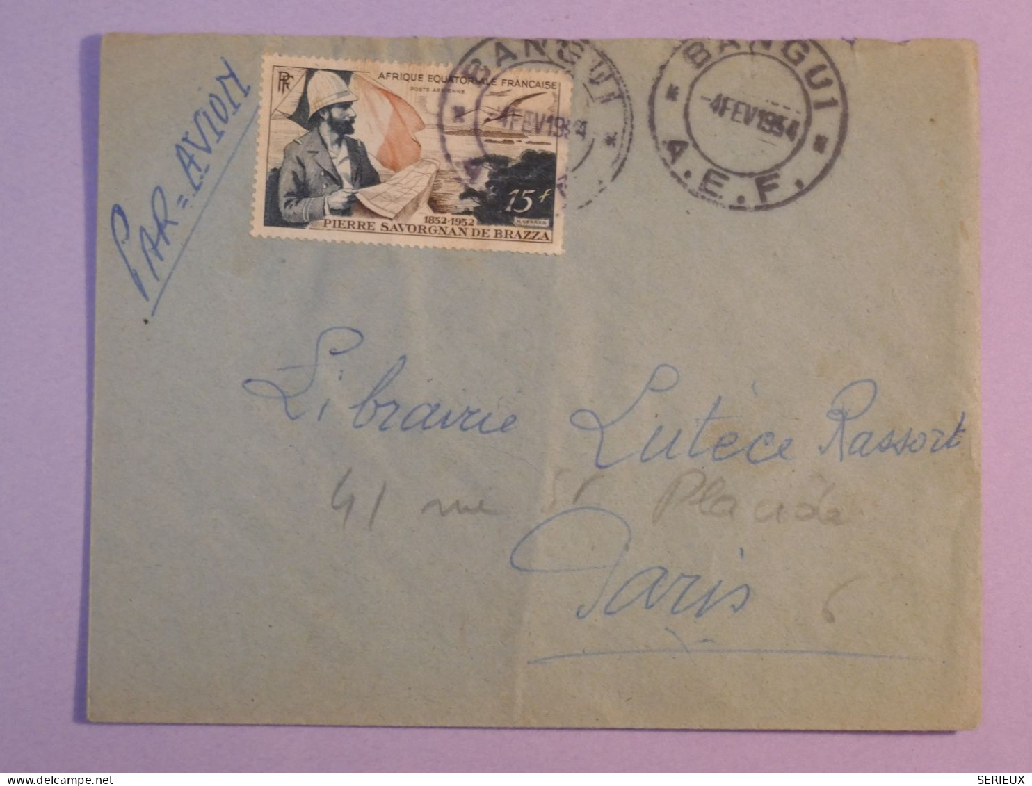 DF0  AEF  BELLE  LETTRE 1954  BANGUI A PARIS  FRANCE  ++ AFF. INTERESSANT++ - Cartas & Documentos