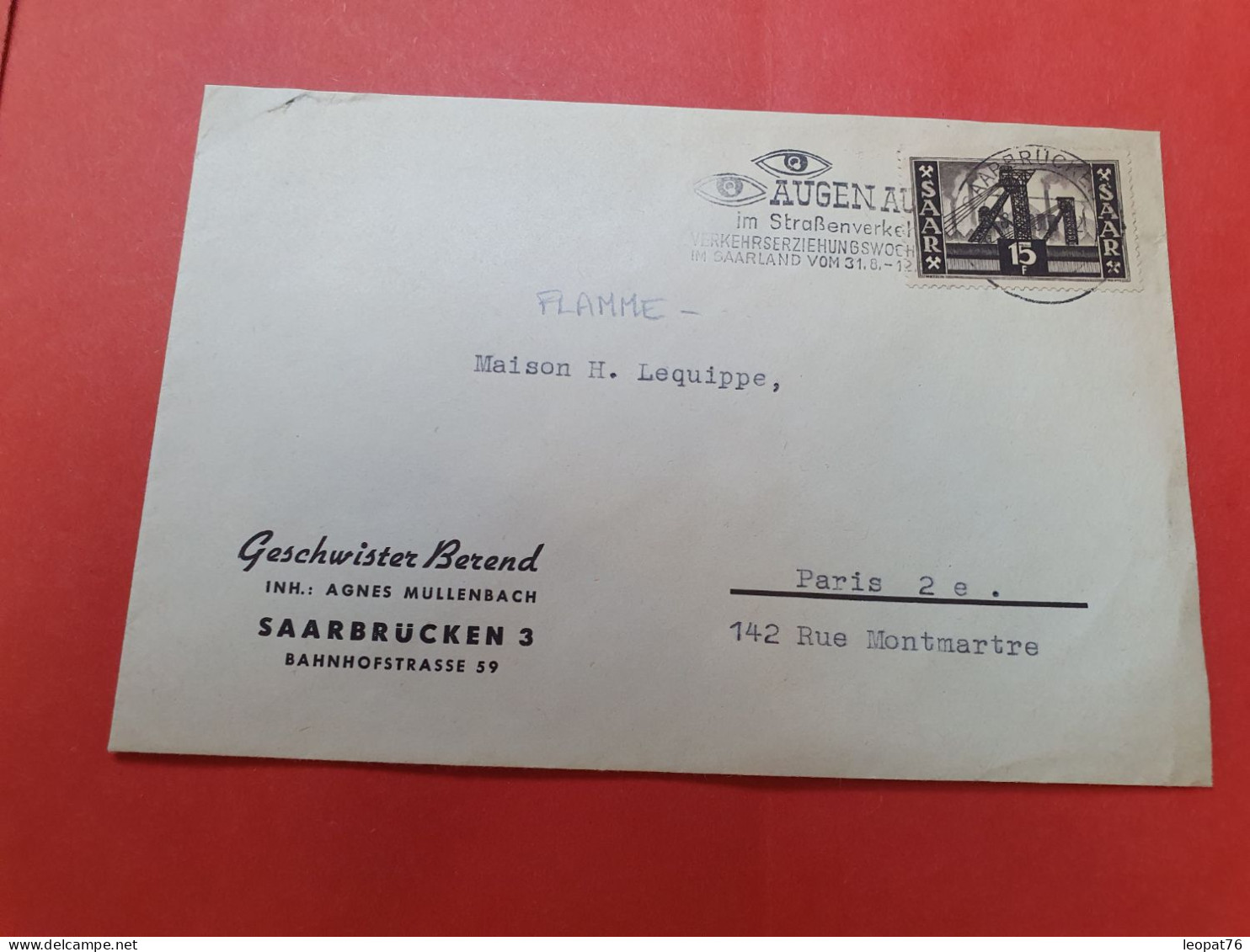 Sarre - Enveloppe Commerciale De Sarrebrucken Pour La France  - D 540 - Storia Postale