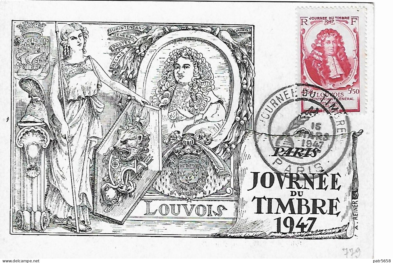 PJ Journée Du Timbre 1947 - Marquis De Louvois (1641-1691)- Paris - ....-1949