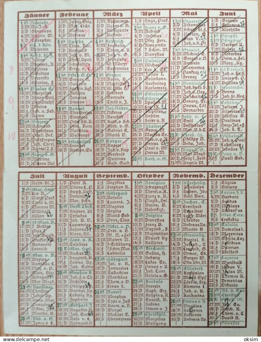 Calendar, Kalender, Kärntner Landes Brandschaden Versicherungs Anstalt, Klagenfurt, 1933, Cca 8.5x12.5 Cm - Formato Piccolo : 1921-40