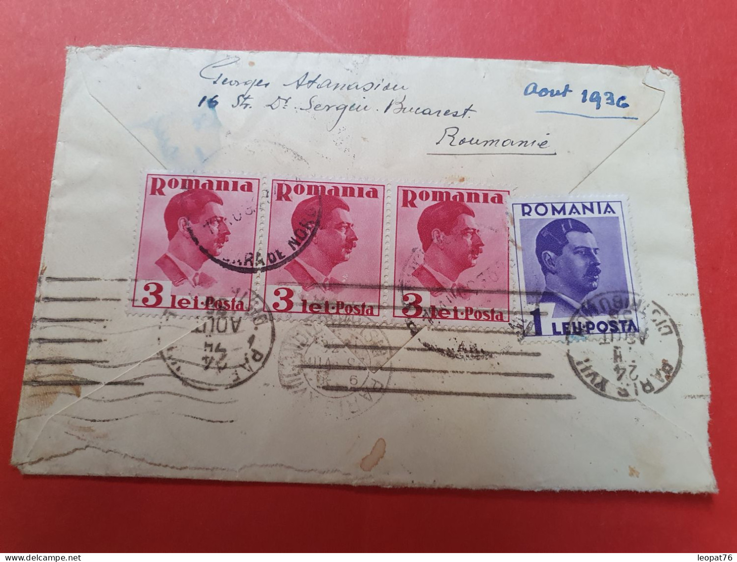 Roumanie - Enveloppe De Bucarest Pour La France En 1936, Affranchissement Au Verso - D 542 - Covers & Documents