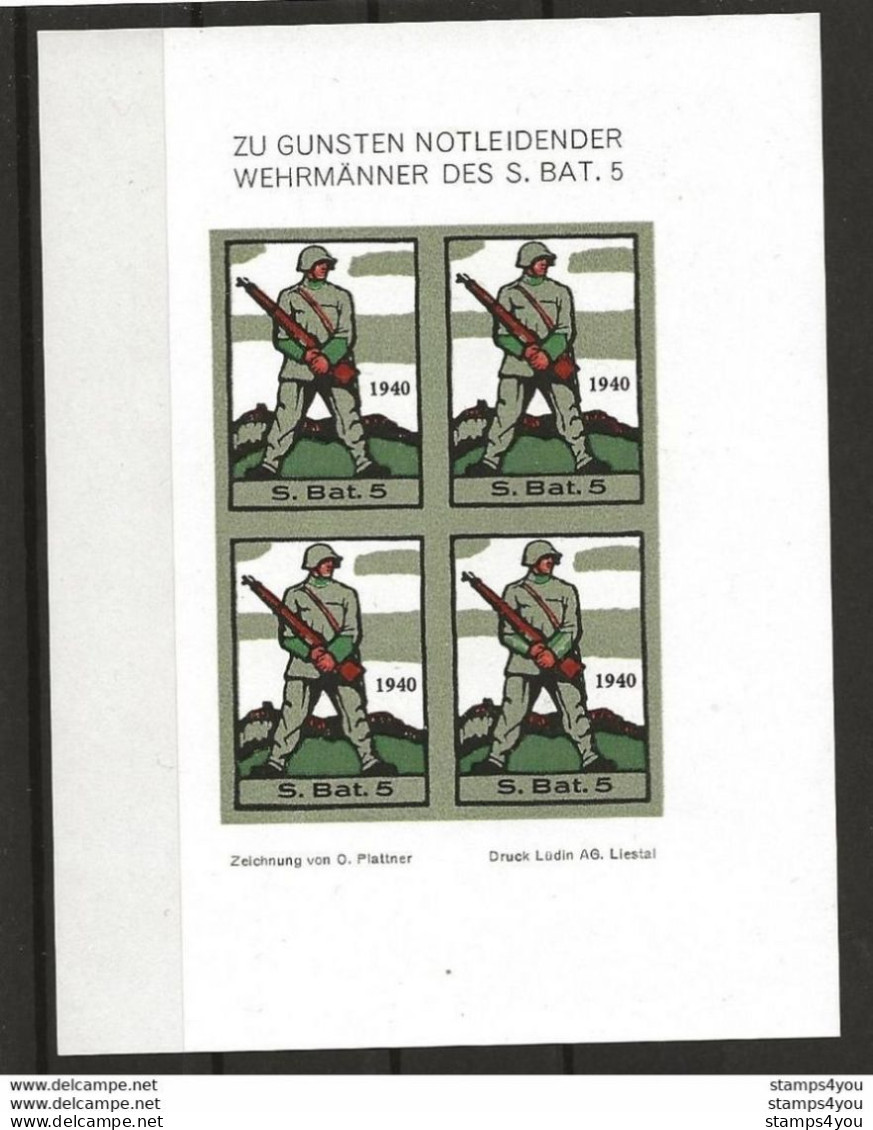 403 - 61 - Bloc De 4 Non Dentelé Neuf "S. Bat. 5 1940" - Labels