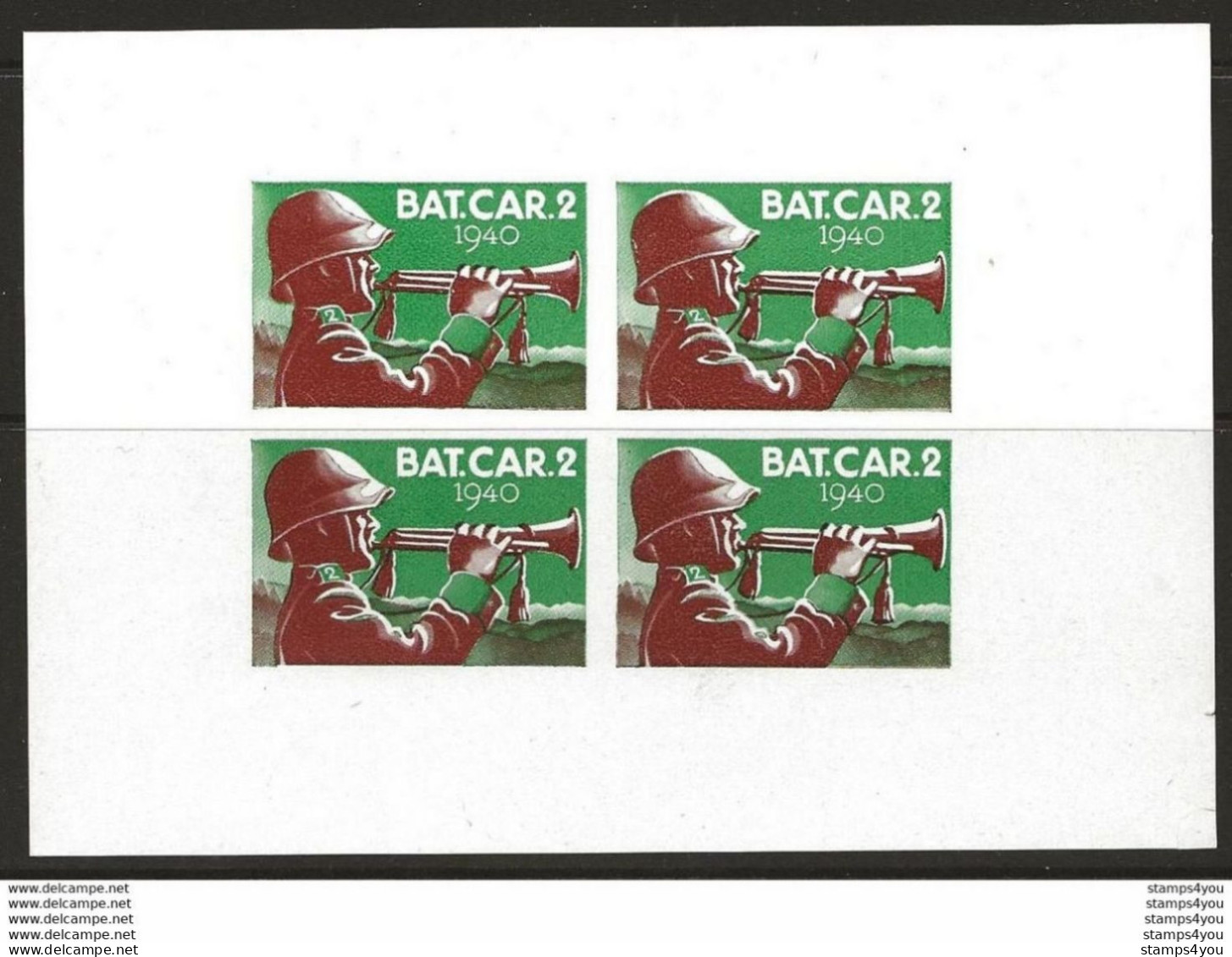 406 - 9 - Feuillet De 4 Timbres Non-dentelés  "Bat. Car 2  1940" - Labels