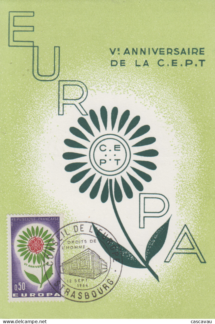 Carte  Maximum  1er  Jour   FRANCE   EUROPA      STRASBOURG    1964 - 1964