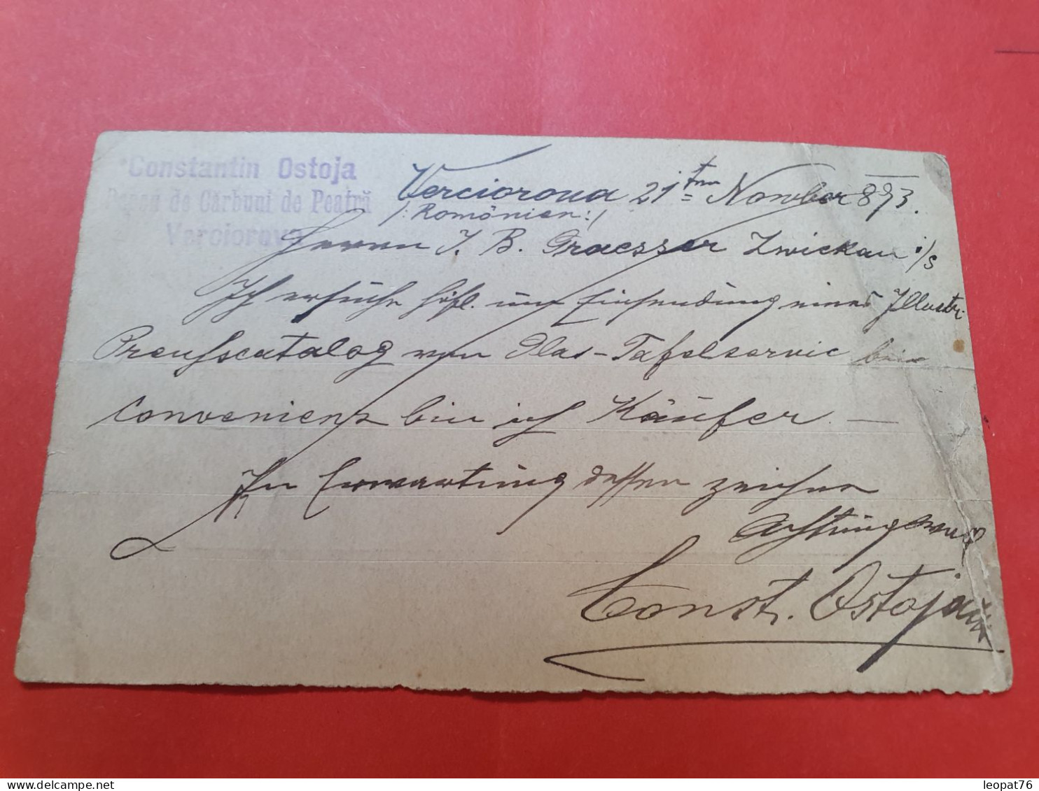 Roumanie - Entier Postal ( Gros Pli à Gauche) De Verciorova Pour Swickau En 1893 - D 544 - Postal Stationery