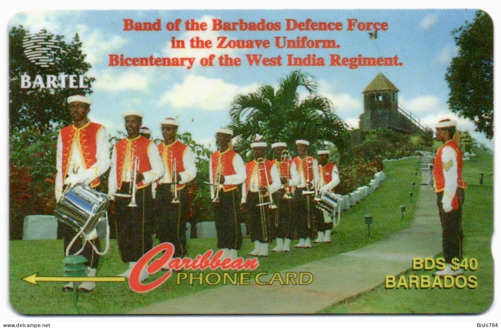 Barbados - Defense Force Band - 92CBDB (small, Round Font) - Barbados (Barbuda)