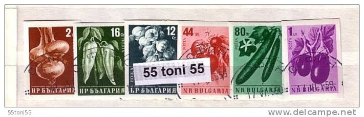 1958 Vegetables 6v.-  Imperf. Used/oblitere / Gest.(O)  Bulgaria / Bulgarie - Usados