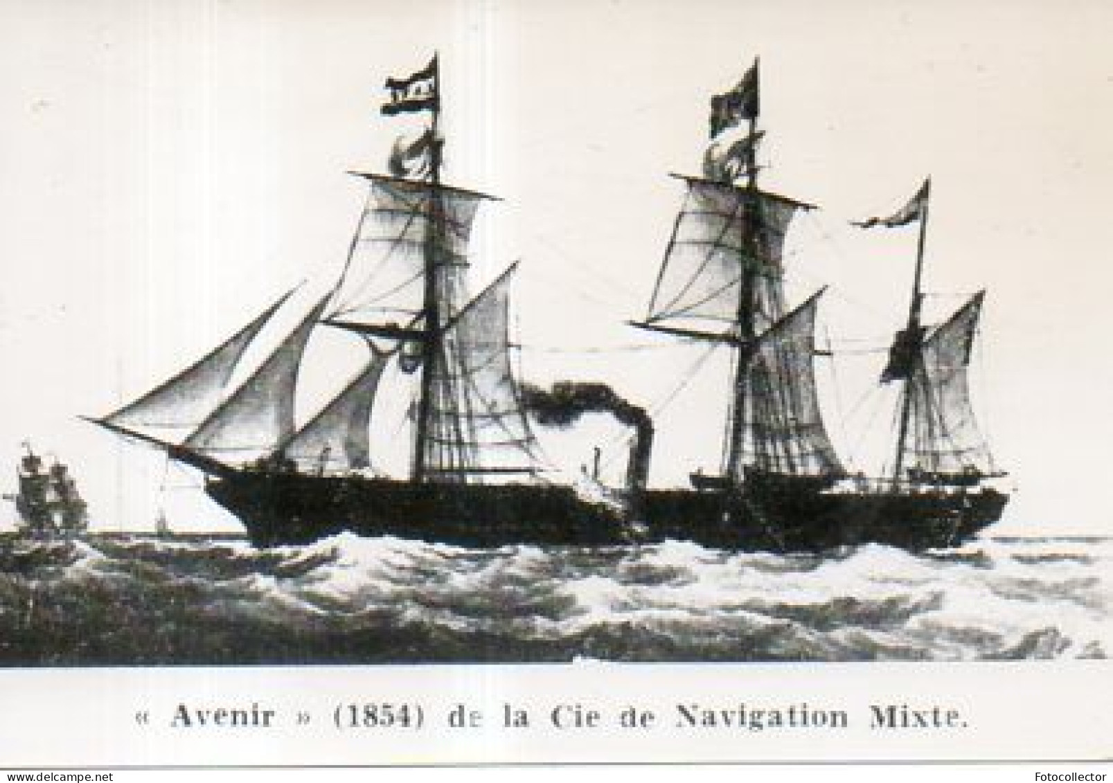 Navire L'Avenir De La Cie De Navigation Mixte En 1854 - Bateaux