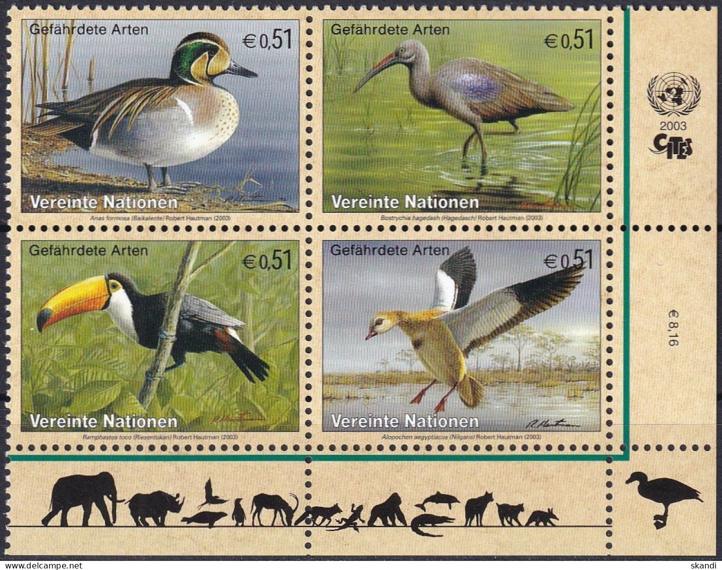 UNO WIEN 2003 Mi-Nr. 389/92 ** MNH - Unused Stamps
