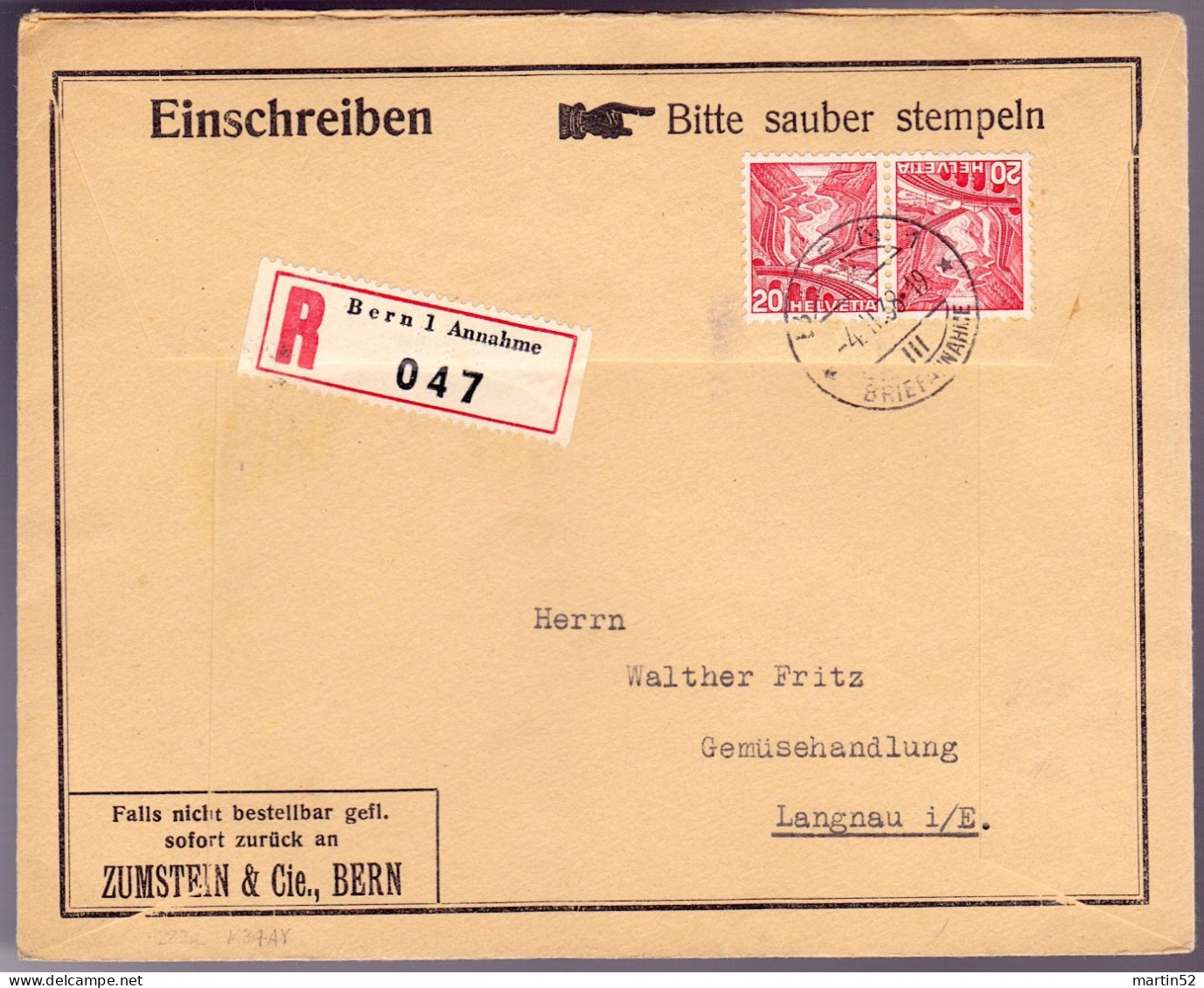 Schweiz Suisse 1938: Chillon-Kehrdruck Tête-bêche Zu+Mi K34 Auf R-Brief 047 Mit ⊙ BERN 4.II.38 (Zu CHF 90.00) - Tête-bêche