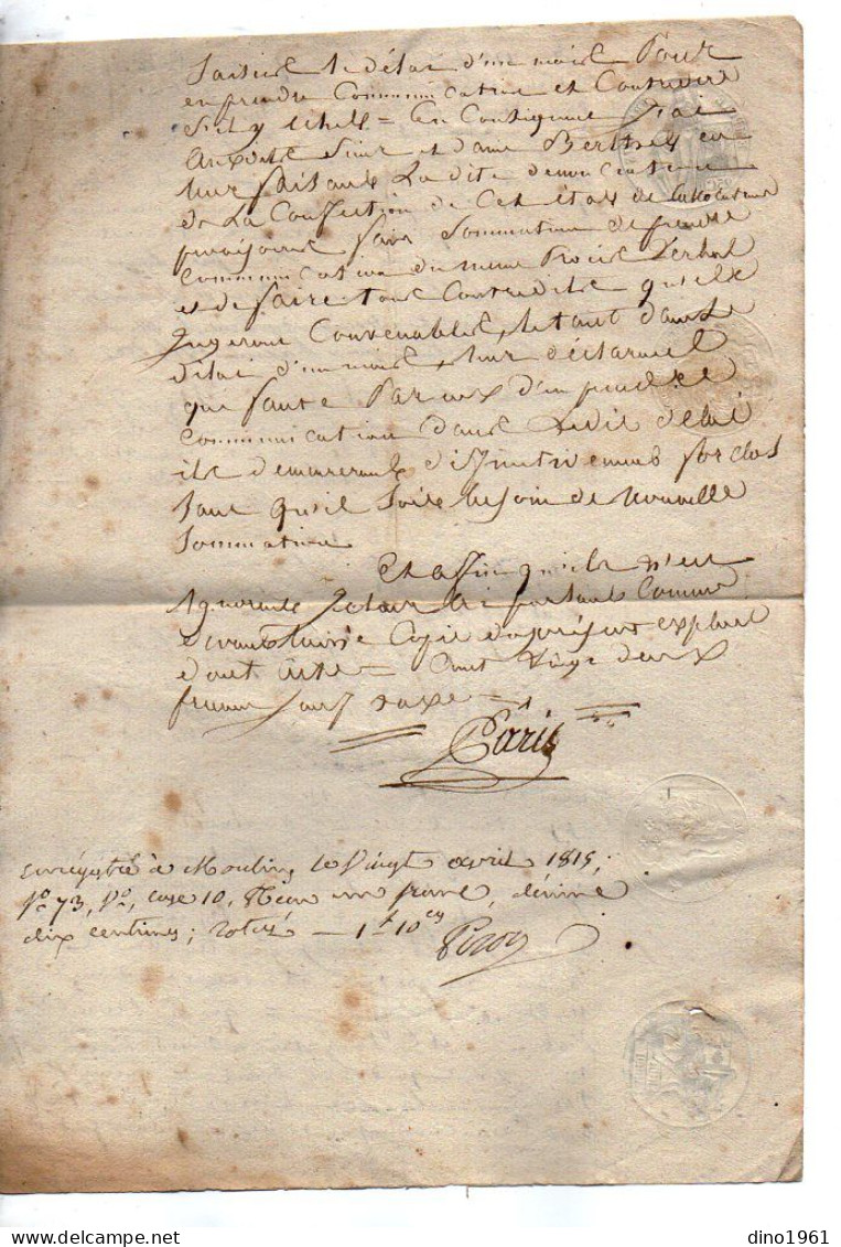 VP22.834 - MOULINS - 2 Actes De 1816 - - Manuscrits