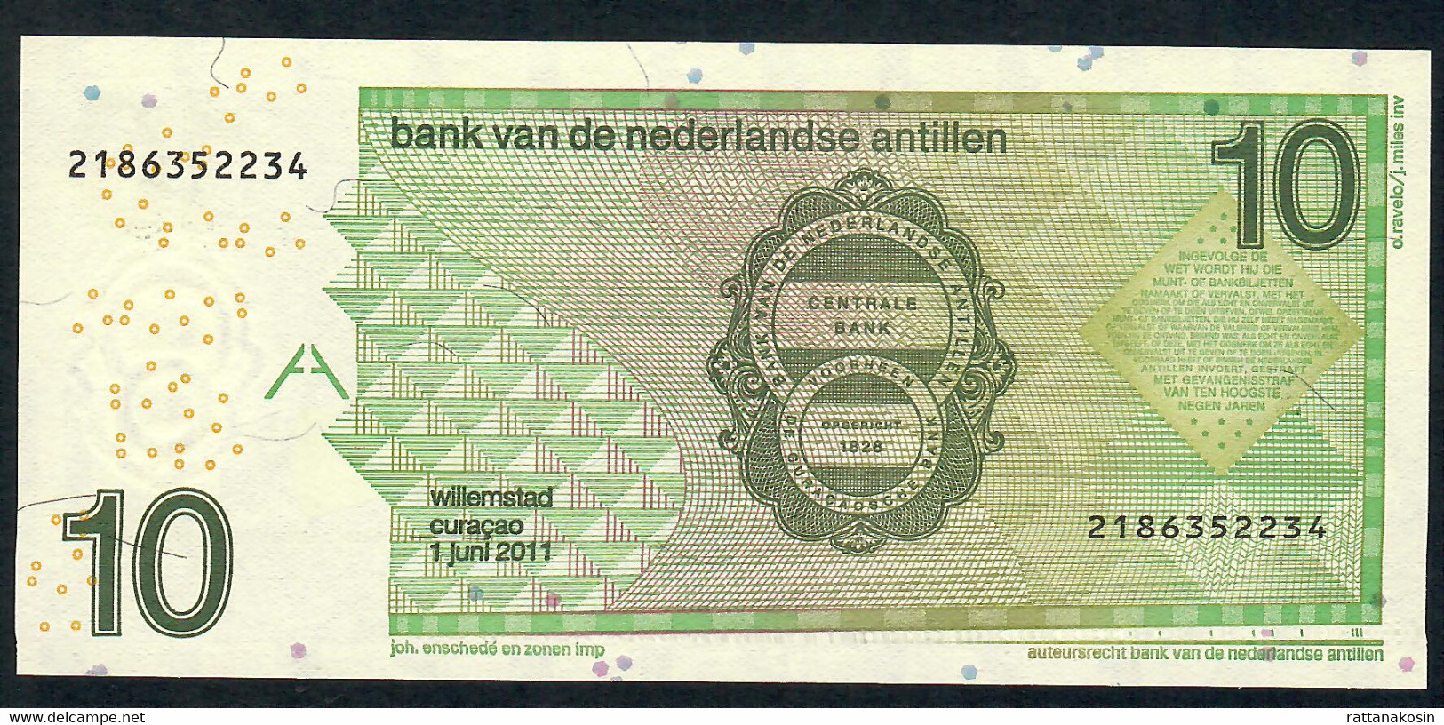 NETHERLANDS ANTILLES  P28e 10 GULDEN  2011. UNC. - Sonstige & Ohne Zuordnung