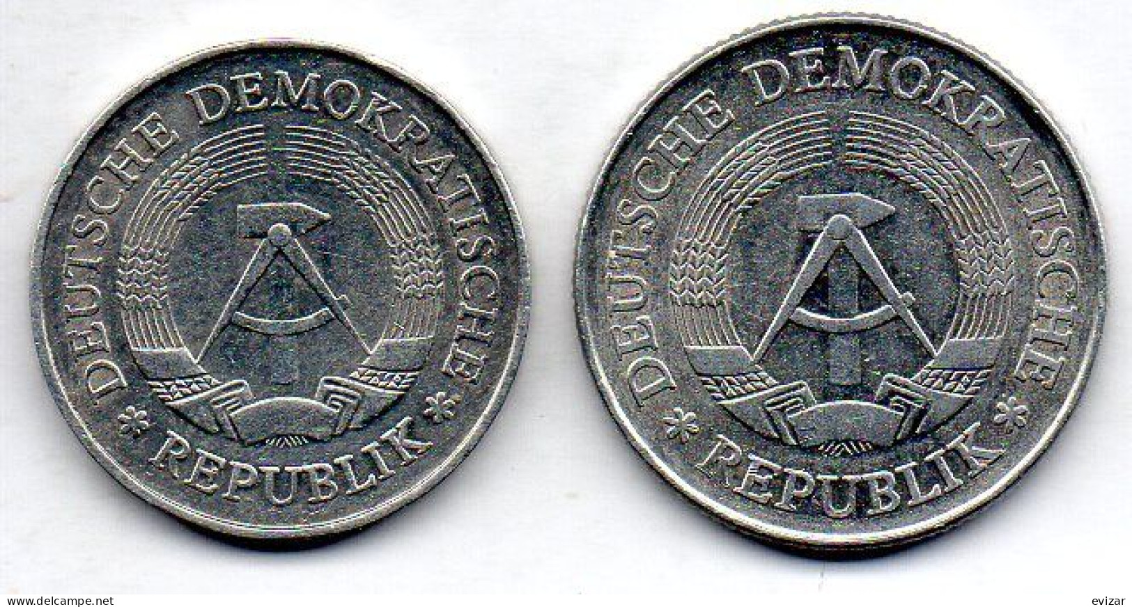 GERMAN DEMOCRATIC REPUBLIC, Set Of Two Coins 1, 2 Mark, Aluminum, Year 1977, KM # 35.2, 48 - Autres & Non Classés