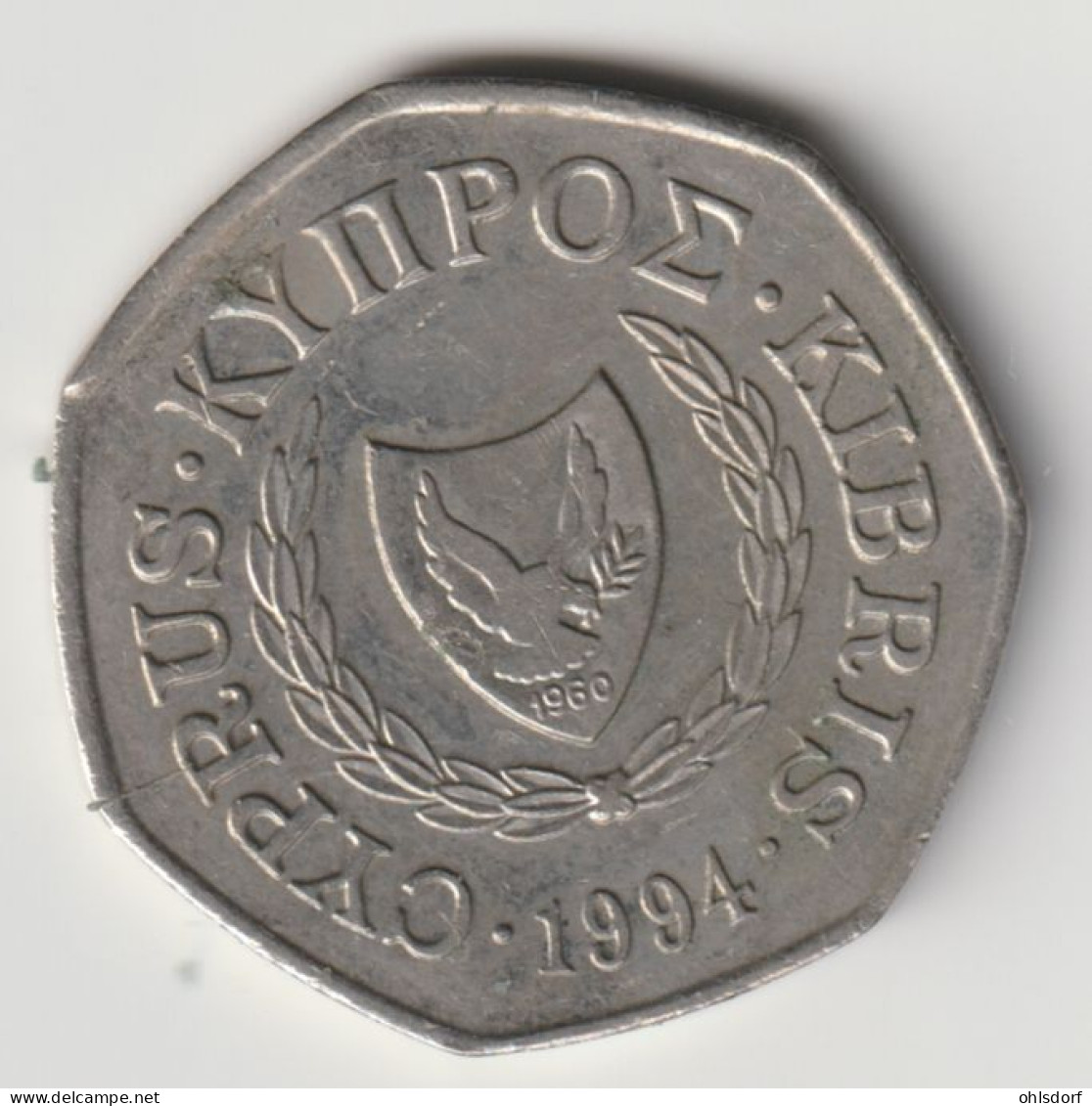 CYPRUS 1994: 50 Cents, KM 66 - Chypre