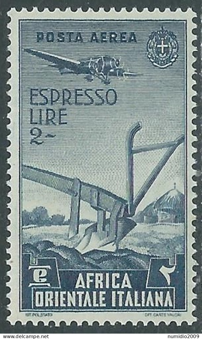 1938 AFRICA ORIENTALE ITALIANA ESPRESSO AEREO SOGGETTI VARI 2 LIRE MNH ** - I43 - Italian Eastern Africa
