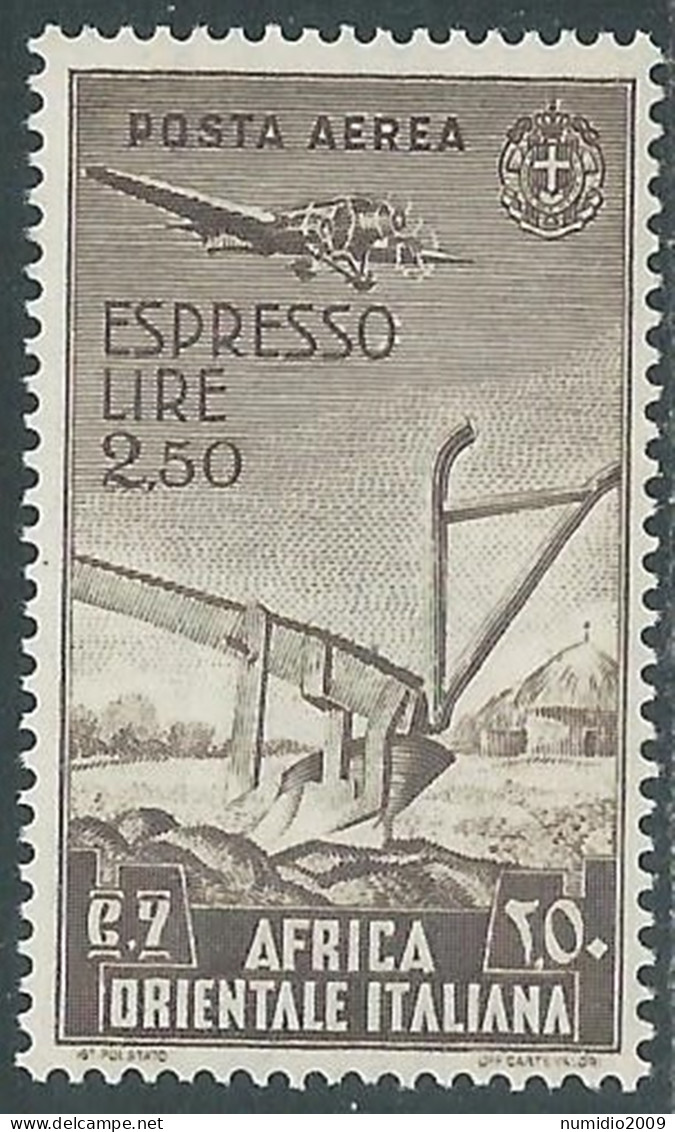 1938 AFRICA ORIENTALE ITALIANA ESPRESSO AEREO SOGGETTI VARI 2,50 LIRE MNH ** I43 - Italian Eastern Africa