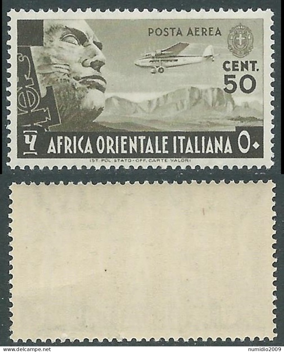 1938 AFRICA ORIENTALE ITALIANA POSTA AEREA SOGGETTI VARI 50 CENT MNH ** - I38-9 - Italian Eastern Africa