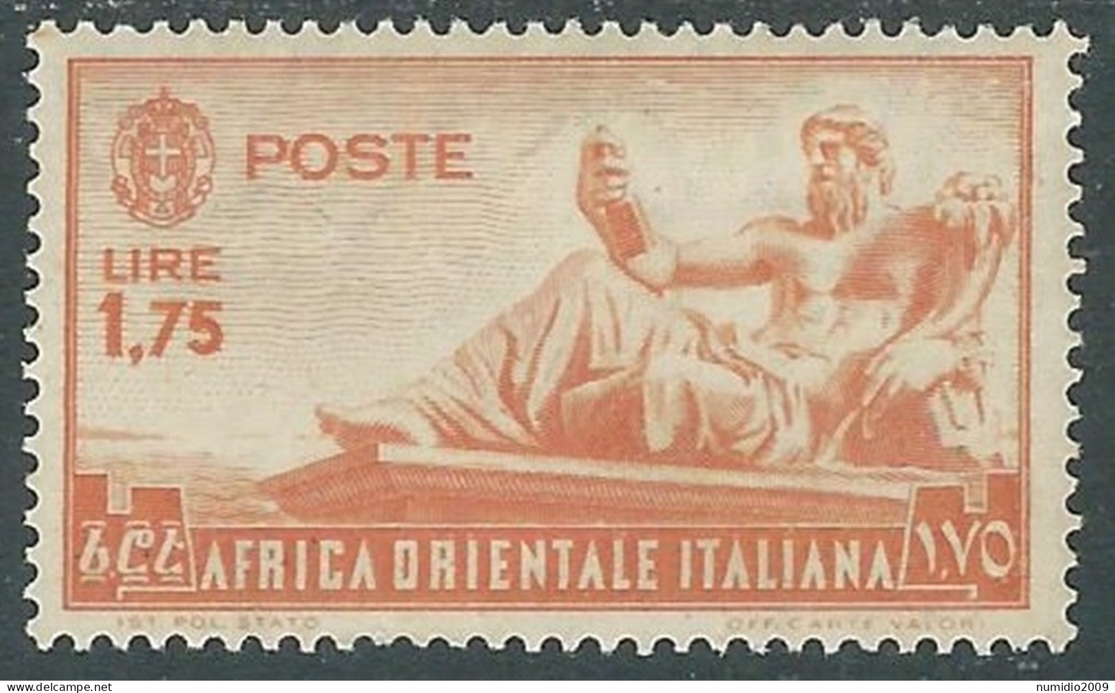 1938 AFRICA ORIENTALE ITALIANA SOGGETTI VARI 1,75 LIRE MH * - I38-9 - Italian Eastern Africa