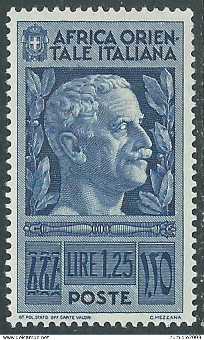 1938 AFRICA ORIENTALE ITALIANA SOGGETTI VARI 1,25 LIRE MNH ** - I38-9 - Italian Eastern Africa