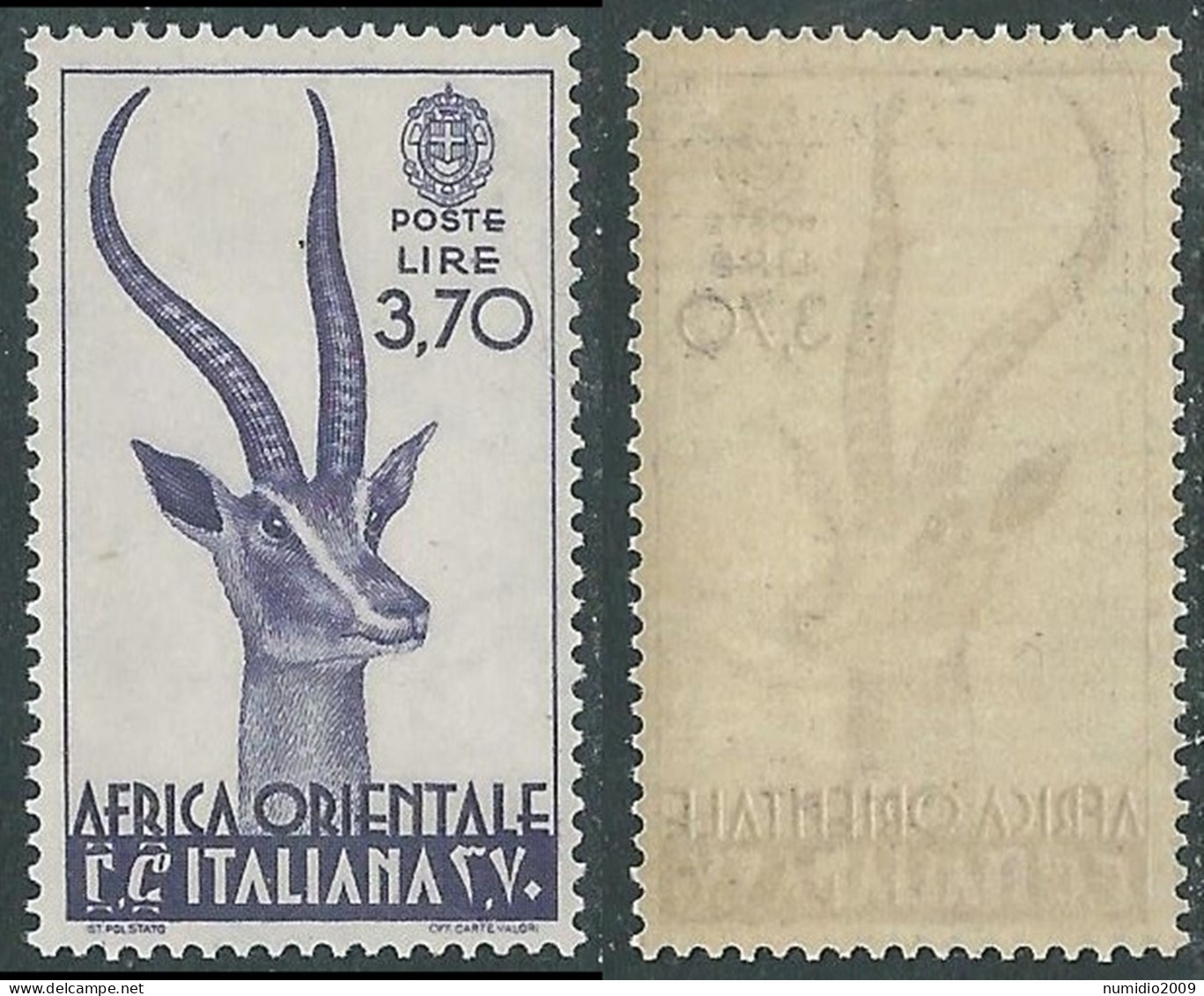 1938 AFRICA ORIENTALE ITALIANA SOGGETTI VARI 3,70 LIRE MNH ** - I38-9 - Africa Oriental Italiana