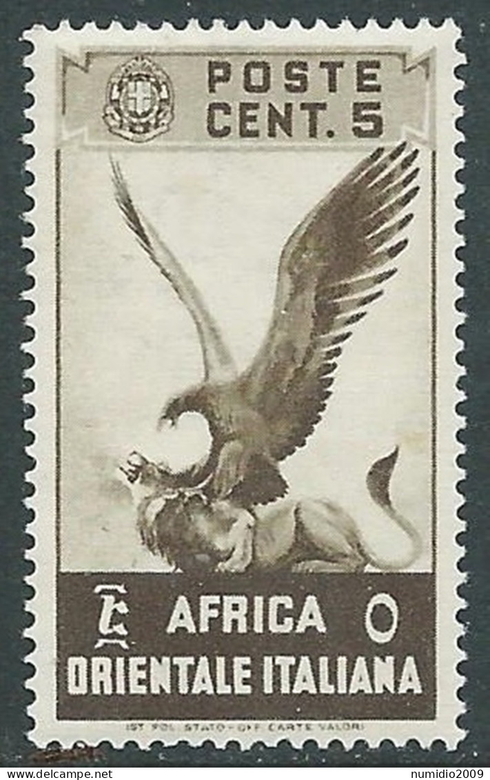 1938 AFRICA ORIENTALE ITALIANA SOGGETTI VARI 5 CENT MNH ** - I38-8 - Afrique Orientale Italienne