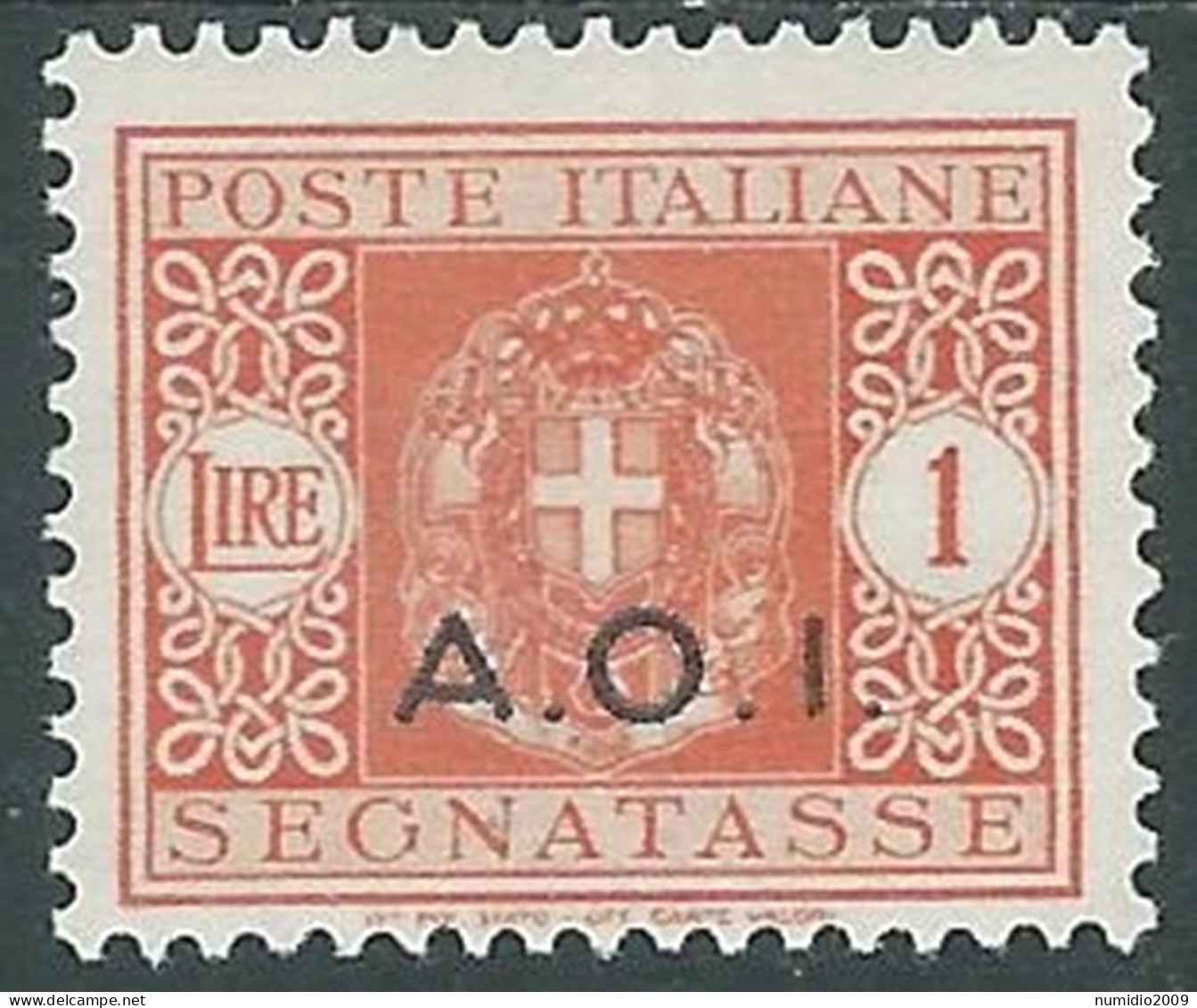 1939-40 AFRICA ORIENTALE ITALIANA SEGNATASSE 1 LIRA MH * - I43-9 - Africa Oriental Italiana