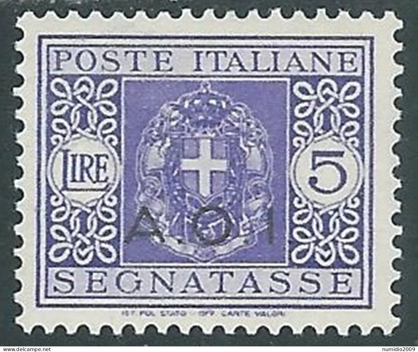 1939-40 AFRICA ORIENTALE ITALIANA SEGNATASSE 5 LIRE MH * - I43-9 - Afrique Orientale Italienne