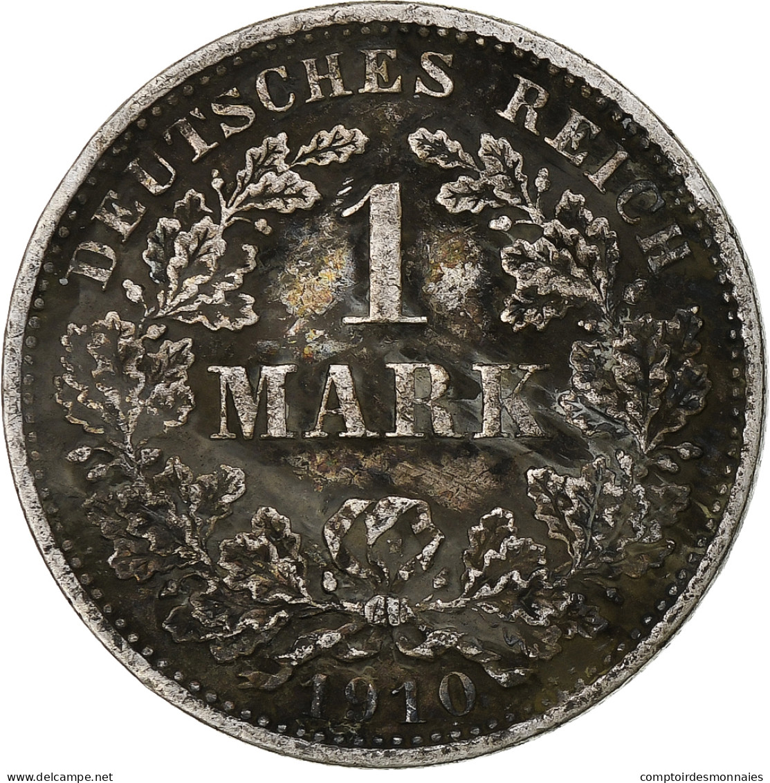 Monnaie, Empire Allemand, Wilhelm II, Mark, 1910, Hambourg, TB+, Argent, KM:14 - 1 Mark