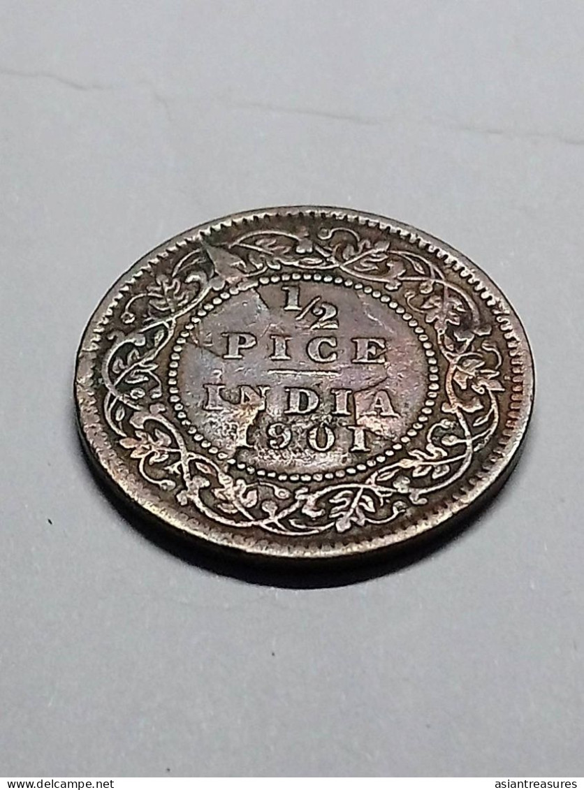 British India 1901 1/2 Pice Clash Die Coin VF+ Condition Rare - Sonstige – Asien