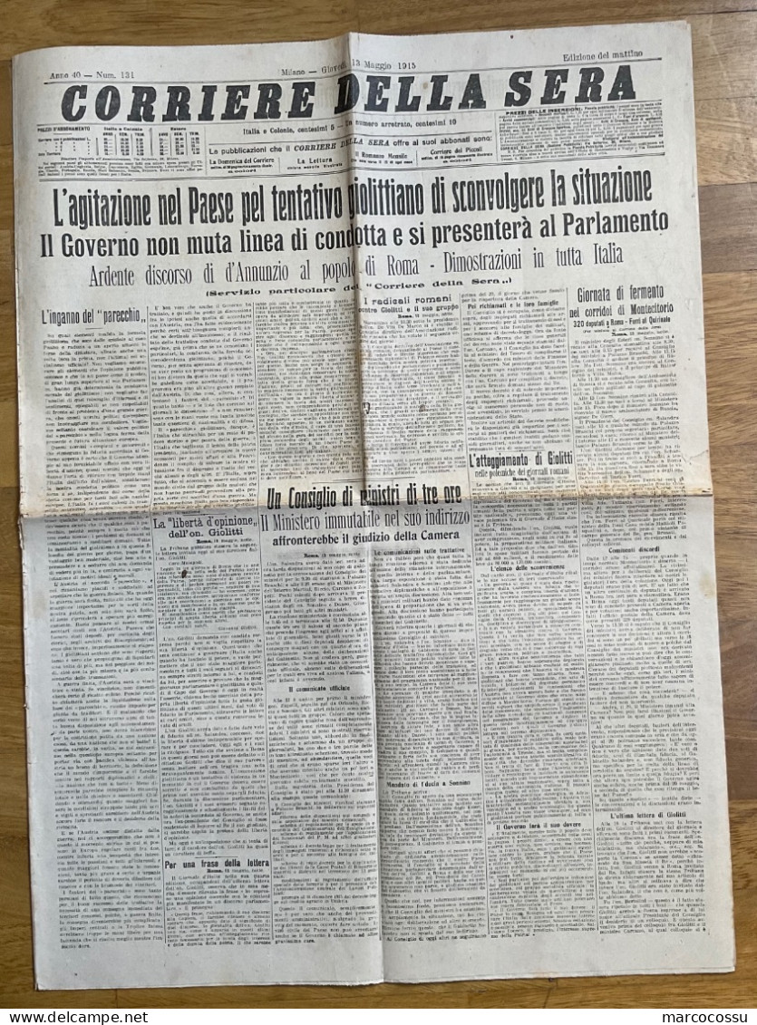 Corriere Della Sera 1915 - Weltkrieg 1914-18