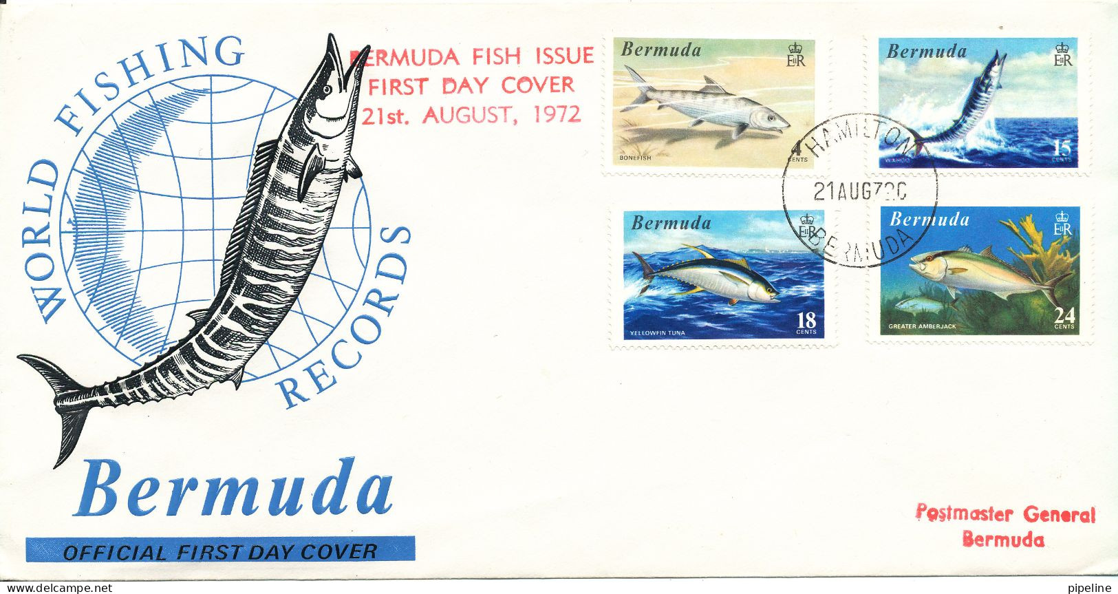 Bermuda FDC 21-8-1972 Wold Fishing Records Complete Set Of 4 With Cachet - Bermuda