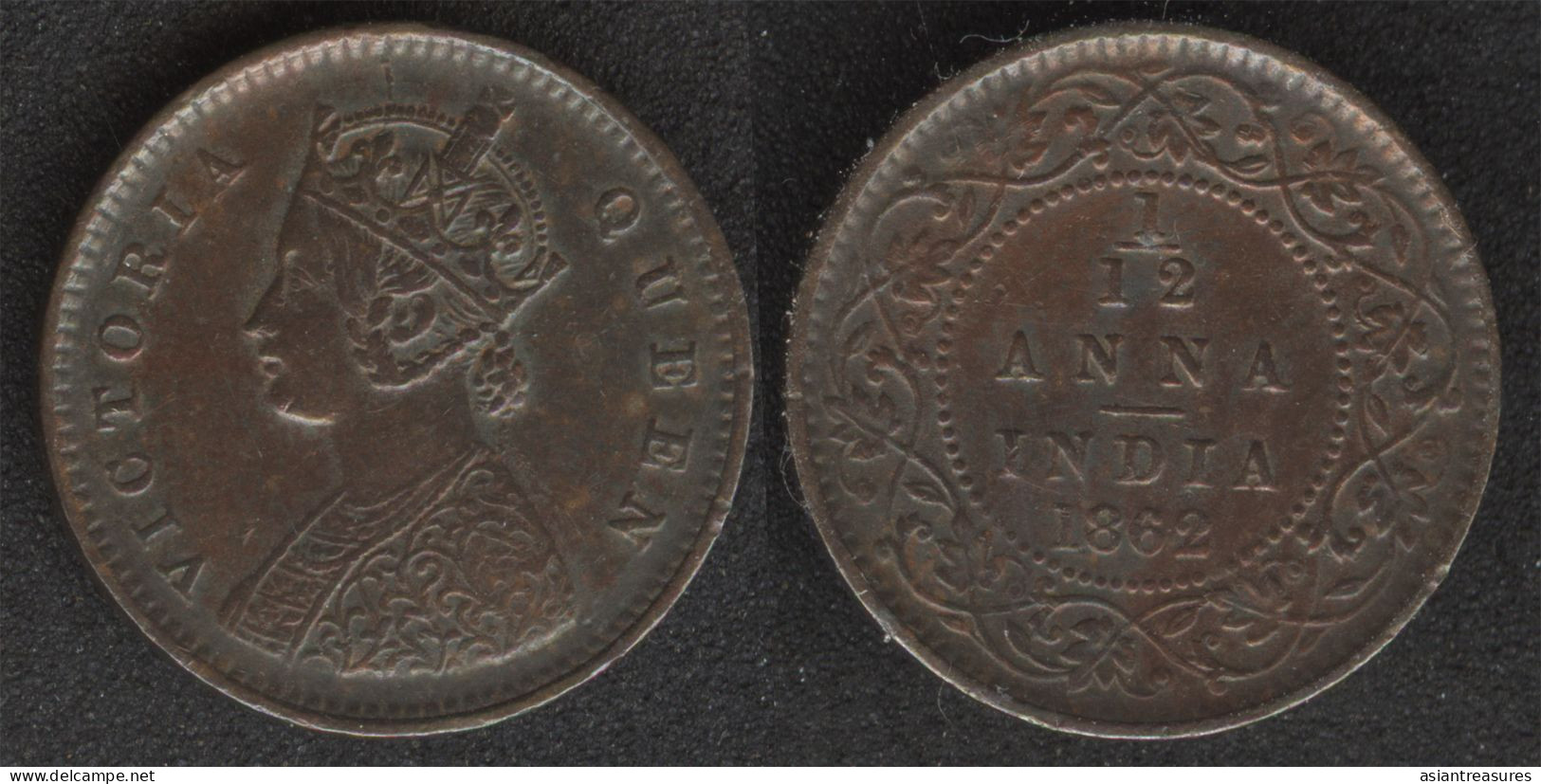 British India 1862 M 1/12  Die Crack Coin EF+ Condition Rare - Autres – Asie