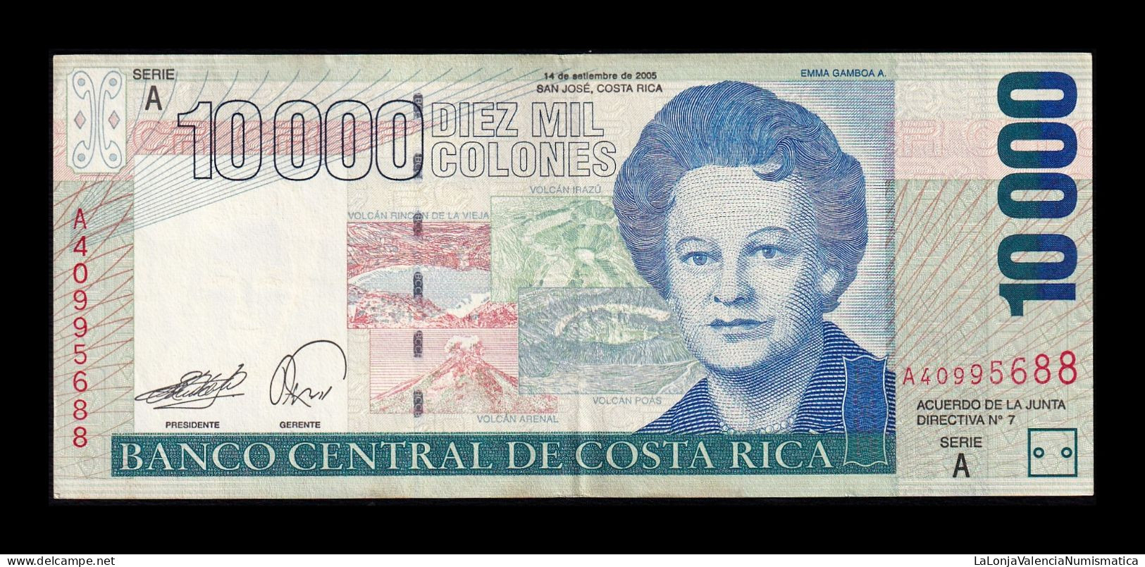 Costa Rica 10000 Colones 2005 Pick 267d Ebc/+ Xf/+ - Costa Rica