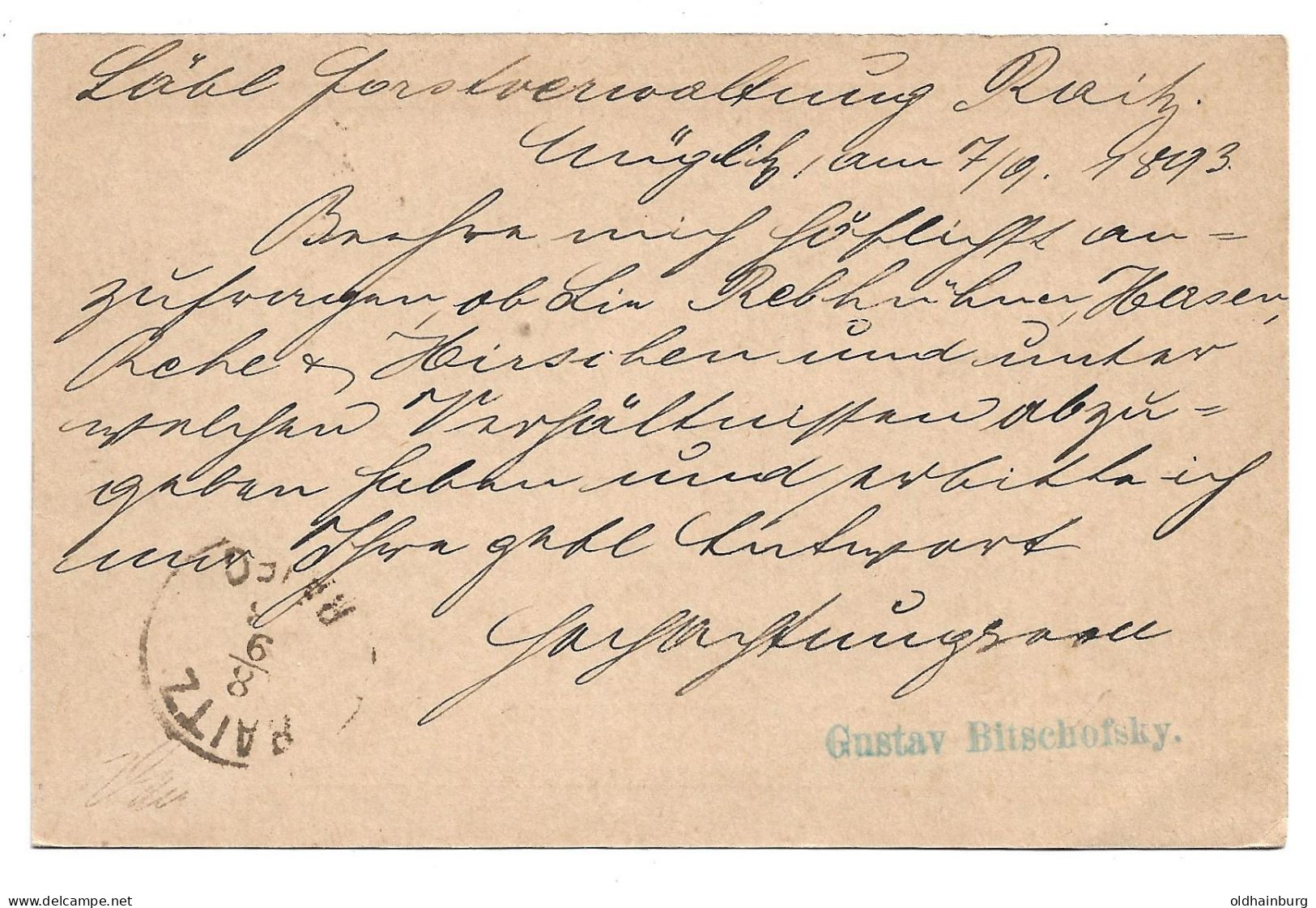 0152p: Altösterreichisches Gebiet Mähren, Müglitz, Postkarte 1893 - ...-1918 Préphilatélie