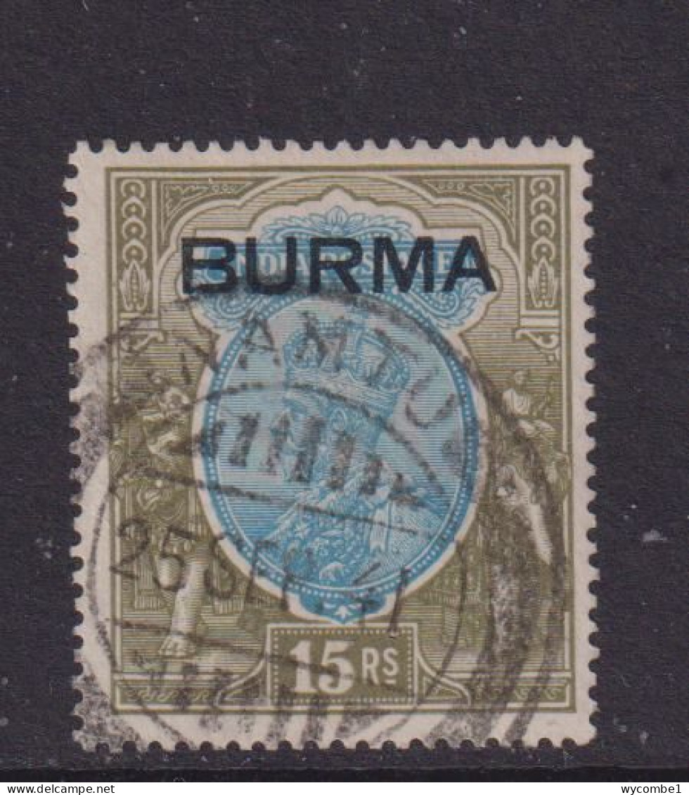 BURMA  - 1937 George V 15r Used As Scan - Birmanie (...-1947)