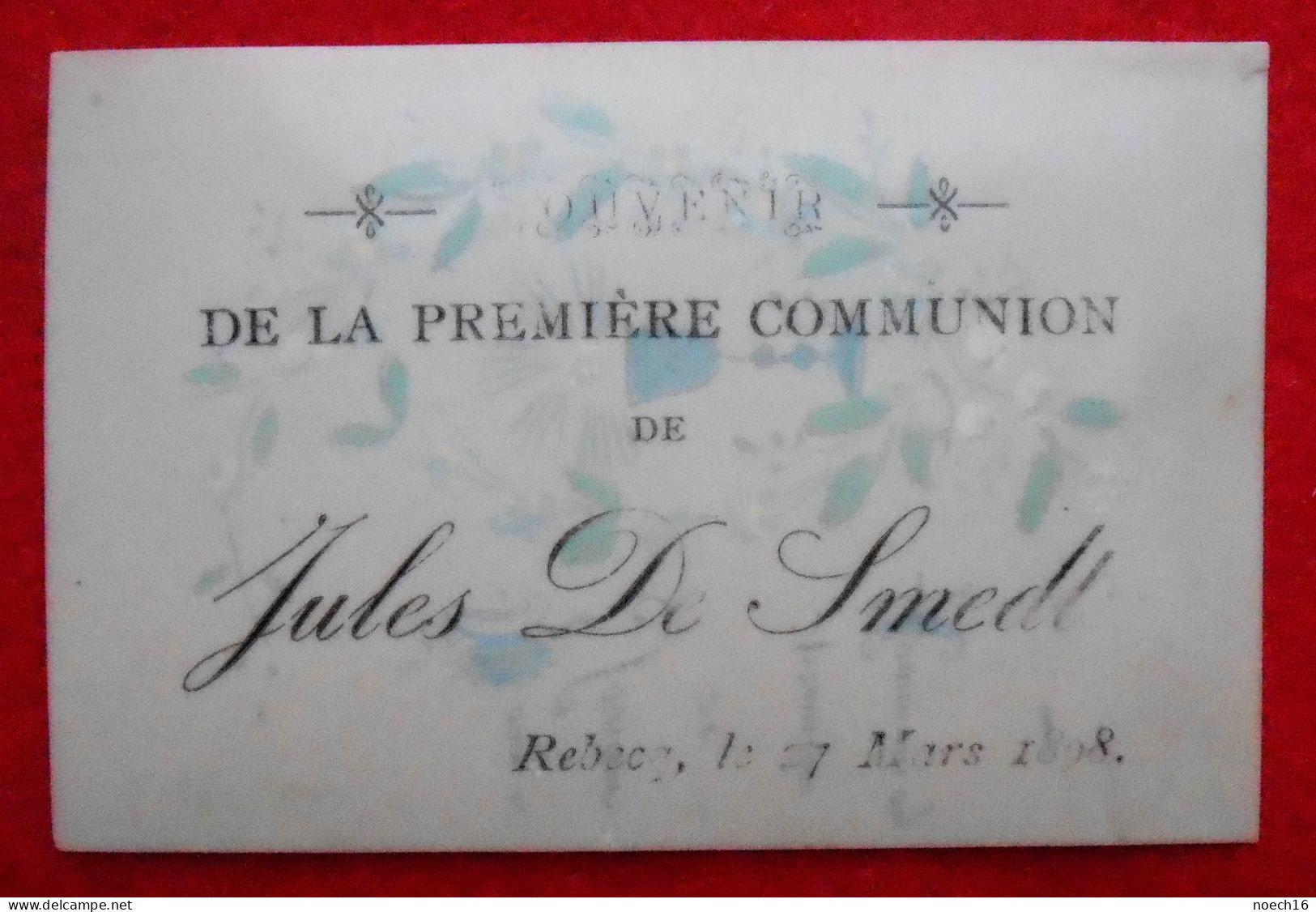 Souvenir 1ère Communion, Rebecq 1898 En Celluloïd - Images Religieuses
