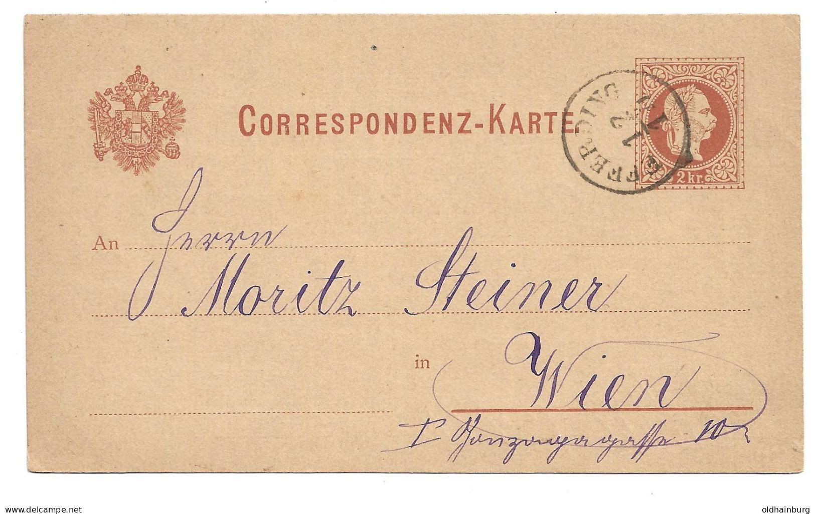 0152u: Altösterreich- Postkarte Eferding, Gelaufen 1883 - Eferding